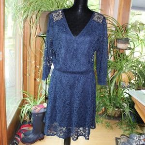 Studio Y Navy Blue Lace overlay dress Size XL